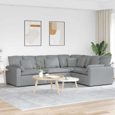 vidaXL - Modulaire - bank - met - kussens - stof - lichtgrijs