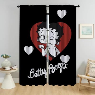 Partitie Bettyes Boopes Anti-muggen Gordijnen voor Woonkamer Gordijn Halloween Decoratie Verduisterende Gordijnen 2 Stuks Keuken W50xH70cmx2pcs-CL brown