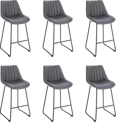 Lina® Vegas Barstoel Donker Grijs - Set van 6 - Kunstleer - Barkrukken