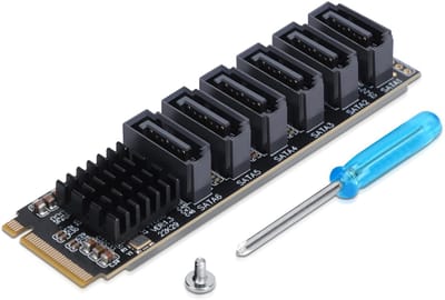 Allecto - M.2 Naar SATA3.0 Adapterkaart - Hoge Snelheid 6 Gbps - Ondersteunt 6 SATA-apparaten - Ideaal voor Thunderbolt-uitbreiding - Geschikt voor...