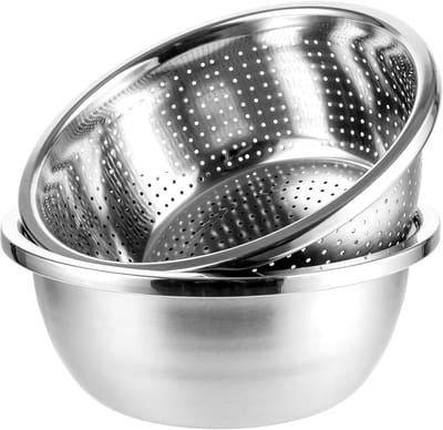 Omgoods - Set van 2 Zeven en Schalen - 26 cm Keukenzeef en Afgietset