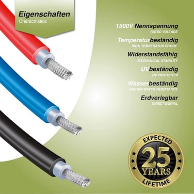 Verlengkabel Zonne-energie - PV Kabel - Zonne-installatie Uitbreiden - Met Zonnestekkers - 2x 50 Meter - Rood/Zwart