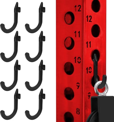 Dailygoods- Opslaghaken Heavy Duty - J Haken - Fitness Accessoires - Geschikt voor Power Cage/Squat Rack - Tot 68 kg - Verstelbaar met PVCvoering - Fitnesshaken