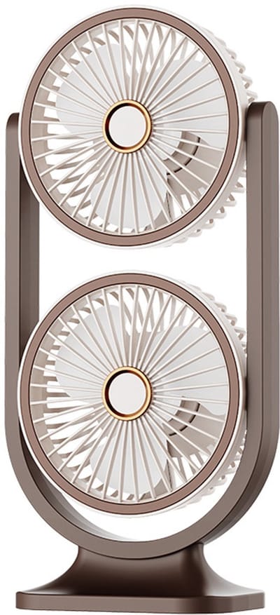 Tafelventilator - Tafelventilator Draadloos - Dubbelkoppige - Oplaadbare Tafelventilator - Bureauventilator - Campingventilator - Ventilator - Met 5 Snelheidsstanden - Voor kantoor, slaapkamer, thuiswerken - 13.8x8x29.2cm