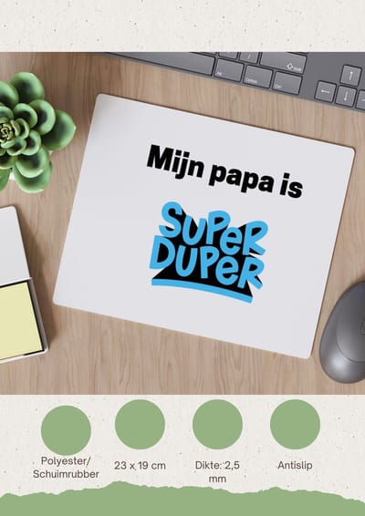 Akyol - mijn papa is super duper Muismat - Vader - meest geweldige papa - vader cadeautjes - vaderdag - verjaardag - geschenk - kado - vader artikelen - 23 bij 19 cm