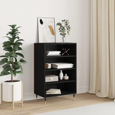 vidaXL - Hoge - kast - 57x35x90 - cm - bewerkt - hout - zwart