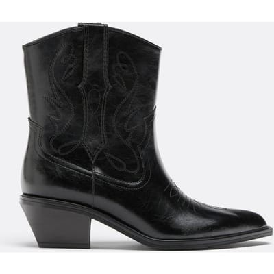 Stradivarius Cowboy enkellaarsjes met hak  Zwart 35