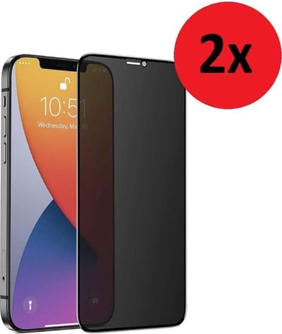 Geschikt voor iPhone 12 Privacy Screenprotector - 6.1 inch - iPhone 12 Pro Privacy Screen protector Tempered Beschermglas 2x