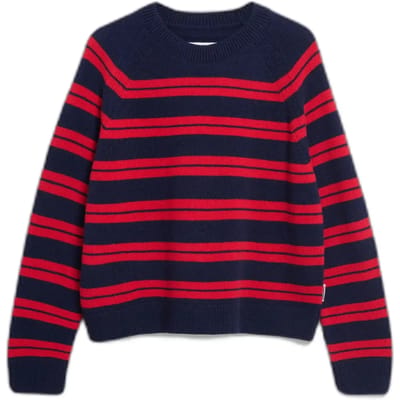 Loose fit gebreide trui van zuivere wol model 'LILIRIAA FINE STRIPES'