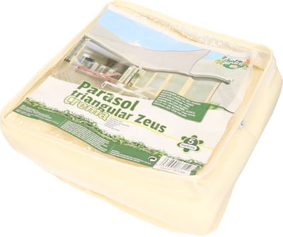 Schaduwdoek/zonnescherm driehoek creme waterafstotend - 5 x 5 meter - Terras/tuin zonwering