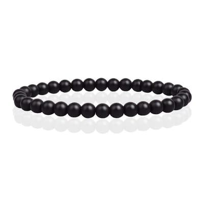 6mm Memphis Natuursteen Armband - Matte Onyx