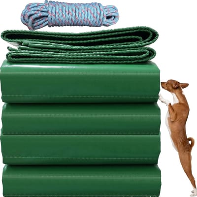 Dekzeil Zwaar PVC - Waterdicht Zeil - Buitenbescherming Tuin - Versterkte Randen Oogjes - 5.5x6 Meter - Groen