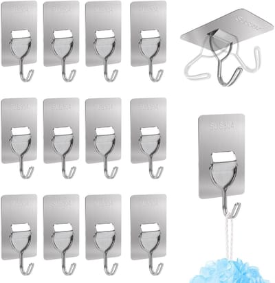 Allecto - Zelfklevende Haken - Sterke Haken - Geen Boren Nodig - Perfect voor Badkamer en Keuken - Inclusief 12 Stuks - Geschikt voor Thuis en ...
