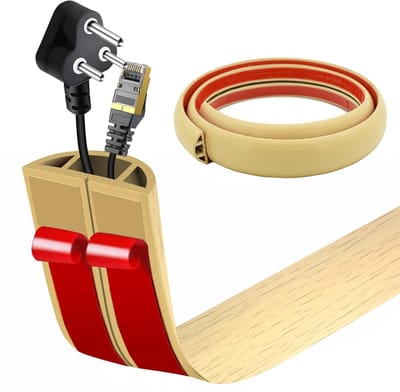 Kabelgoot voor de vloer, zelfklevend, flexibele kabelbescherming van antislip pvc, voor kantoor, thuis (Esdoorn houtkorrel, 3cm X 6 m)