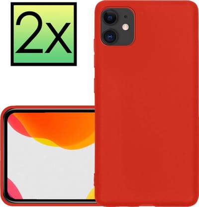Hoesje - 2 Stuks - Geschikt voor Apple iPhone 11 - Sterk & Shockproof - Case Siliconen - Back Cover - Telefoon Hoes - Rood