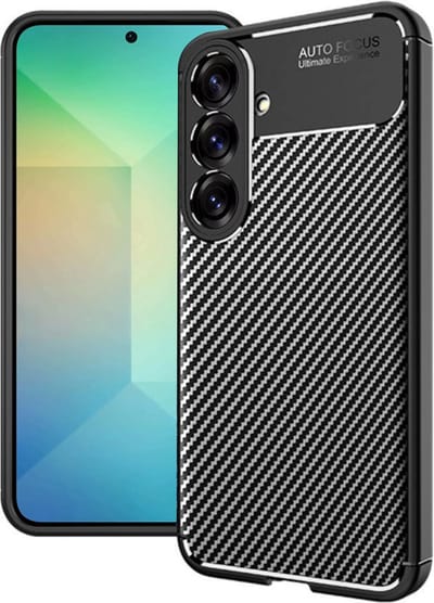 Techsuit Carbon Fiber Silicone Back Cover Hoesje geschikt voor Samsung Galaxy S25 - Zwart