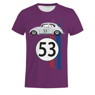 53 Nummer Mannen T-shirt Auto Korte Mouw Simpel Herbie T-shirts Rallyauto Mannelijk 3D Geprint T-shirt 6XL white