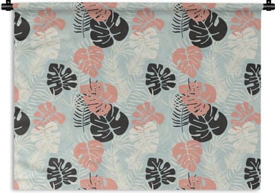 Wandkleed - Wanddoek - Bladeren - Monstera - Pastel - Hawaii - Patronen - 120x90 cm - Wandtapijt