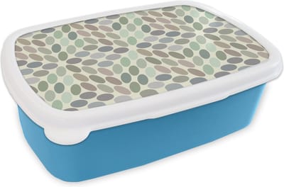 Broodtrommel Blauw - Lunchbox - Brooddoos - Vintage - Stippen - 3D - Patroon - 18x12x6 cm - Kinderen - Jongen