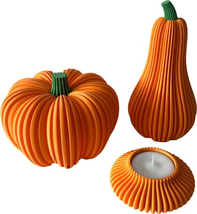 Pompoen set Oranje - Waxinelicht houder - Pompoen 9 cm - Fles pompoen 16 cm