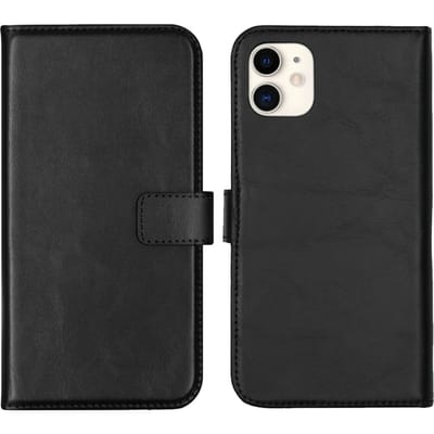 Selencia Hoesje - Geschikt voor Apple iPhone 11 - Echt Lederen Bookcase - Zwart