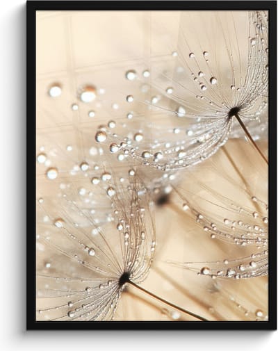 Poster in lijst - Fotolijst 60x80 cm - Posters - Paardenbloem - Abstract - Natuur - Beige - Posterlijst zwart - Decoratie - Wanddecoratie woonkamer - Muurdecoratie slaapkamer