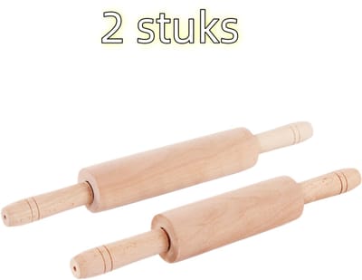 2-delige deegroller - Deegroller - Ongeverfd - Speciale deegroller voor het uitrollen van deeg voor dumplings - 38 cm lang - Houtkleur