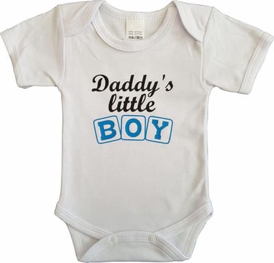 Witte romper met "Daddy's little boy" - maat 56 - vader, vaderdag, babyshower, zwanger, cadeautje, kraamcadeau, grappig, geschenk, baby, tekst, bodieke