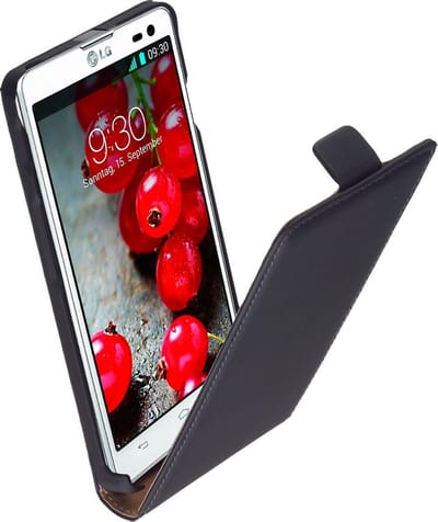 LELYCASE Flip Case Lederen Hoesje LG Optimus L9 2 Zwart