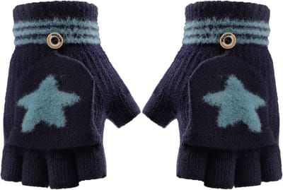 Warme gebreide wanten met knoopflap, vingerloze handschoenen voor kinderen van 3-9 jaar, ideaal voor de winter, jongens en meisjes, comfortabel en stijlvol