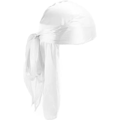 Unisex Zijdeachtige Lange Staart Durag Piratenhoed Turban Mode Hoofdbanden Hoed Bandana Vrouwen Mannen Hoofddeksels Petten Hijab Haaraccessoires white