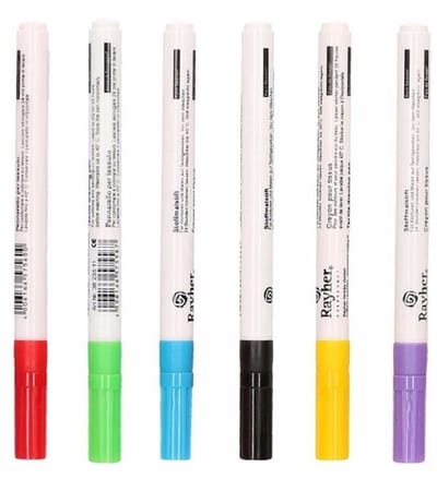 Setje van 6x stuks kleuren textielstiften met fijne punt - Textiel/kleding inkleuren en op tekenen - Kinderen hobby artikelen