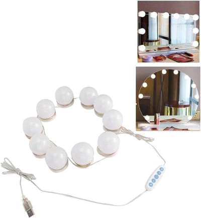 Hollywood Stijl LED Spiegelverlichting Set van 10 Stuks, USB Aansluiting, 5 Kleuren Temperatuur voor Make-up en Sfeervolle Verlichting van Make-up Tafels