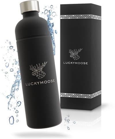 Luckymoose RVS Drinkfles 1,25L - Universeel geschikt voor Bruiswatertoestellen - Infinity Roestvrijstalen Waterfles - Herbruikbaar - Zwart