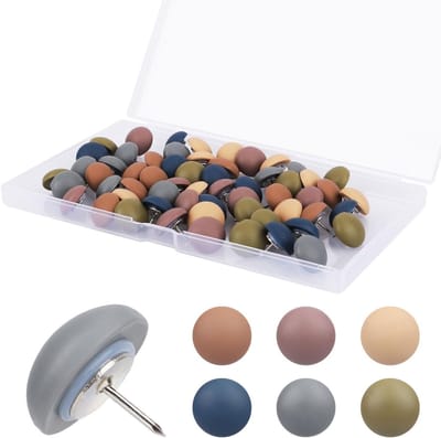 Decoratieve Punaises - Kleurrijke Spelden - Foto's Ophangen - Mat Uiterlijk - 60 Stuks - Donkere Kleuren