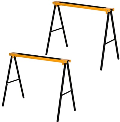 Zaagstandaard, ondersteuningsstandaard, houtbewerkingswerkbank, mobiele standaard, opvouwbaar ontwerp, geschikt voor meubelreparatie, 99,5 x 50 x 78 cm, oranje en zwart, staal.