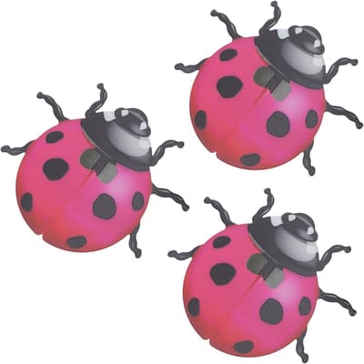 Metalen Lieveheersbeestjes Decoratie - Wandornamenten Set - Buiten Tuin - Weerbestendig Ijzer - 12x10cm - Roze