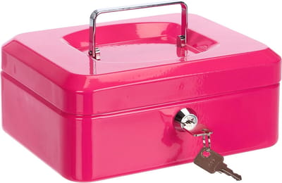 Geldcassette met Cilinderslot en 2 Sleutels - Roze - 200x160x90mm