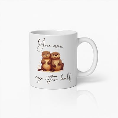 Schattige Otter Liefde Mok 330 ml – “You Are My Otter Half” Koffiemok – Romantisch Cadeau voor Partner, Vriend of Vriendin