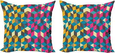 ABAKUHAUS Geometrische decoratieve kussenhoezen, 2-pack, moderne accenten, dubbelzijdige digitale print, 40x40 cm, meerkleurig