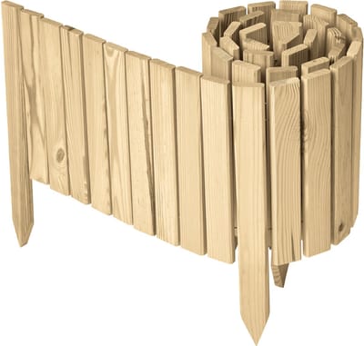 Garronda Rollborder - Flexibele houten - Gazonafscheiding - Palissade padenafscheiding - kan worden ingekort - Natuurlijk (niet geïmpregneerd) - Hoogte: 30 cm, hekje 200 cm - GD-BRU-RollborderF200