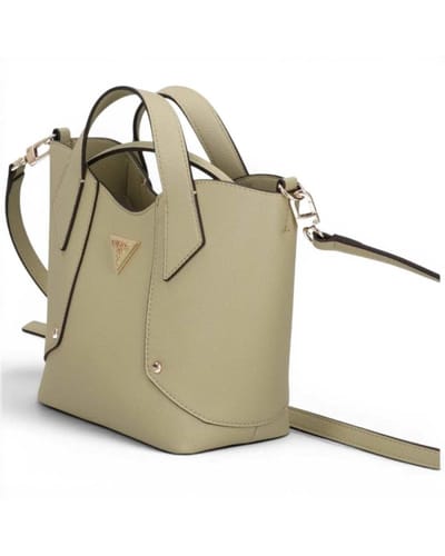 Guess Darcy Mini Tote vrouw salie handtas in synthetisch materiaal met logo 4G en schouderriem