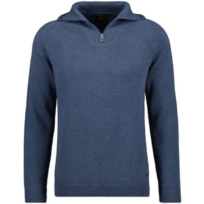 Ragman Trui Cotton Troyer Zip Raglan Sleeve Blauw Melange / male