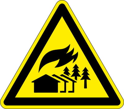 Waarschuwingssticker grootschalig brandgebied, W073 25 mm - 10 stuks per kaart