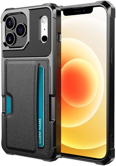 YPCd Pasjeshouder Hoesje Geschikt voor Apple iPhone 17 Pro Max – Shockproof Backcover met Kaartvak voor 2 Pasjes – PU Leren telefoonhoesje met Standfunctie & Magneet voor Autohouder – Zwart