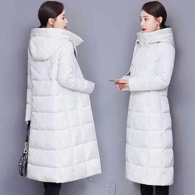 Dames donsjack van katoen, winterlang gedeelte over de knie, dikke slanke afslankjas, dames XXXXXL