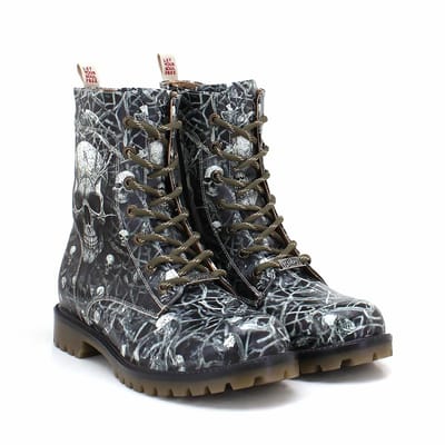 Goby - Skull Web Dames Enkellaarzen - Vegan Leer - Handgemaakt - Maat 36