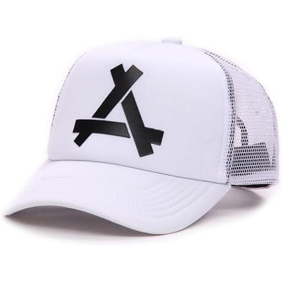 Amerikaanse straat veelzijdige letter A mesh ademende baseballpet voor mannen en vrouwen, zomer zonbescherming gebogen klep eendenbek ca One Size white