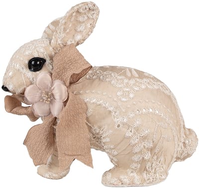 Clayre & Eef Decoratie Beeld Konijn 26x15x23 cm Beige Textiel