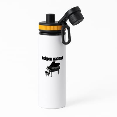 Hacebo® - piano met eigen naam waterfles met draaidop oranje - Piano - muziek liefhebbers - iemand die houdt van piano spelen - verjaardag - cadeau - kado - water fles - 850ML